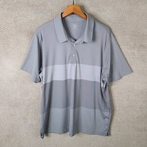 Falls Creek Shirt Mens XXL Gray Striped Polo Polyester Short Sleeve Casual Golf